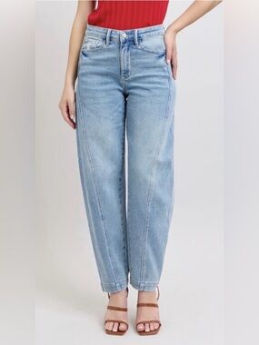 Judy Blue High Waist Side Panel Barrel Leg Jeans Size 7/28 NWT